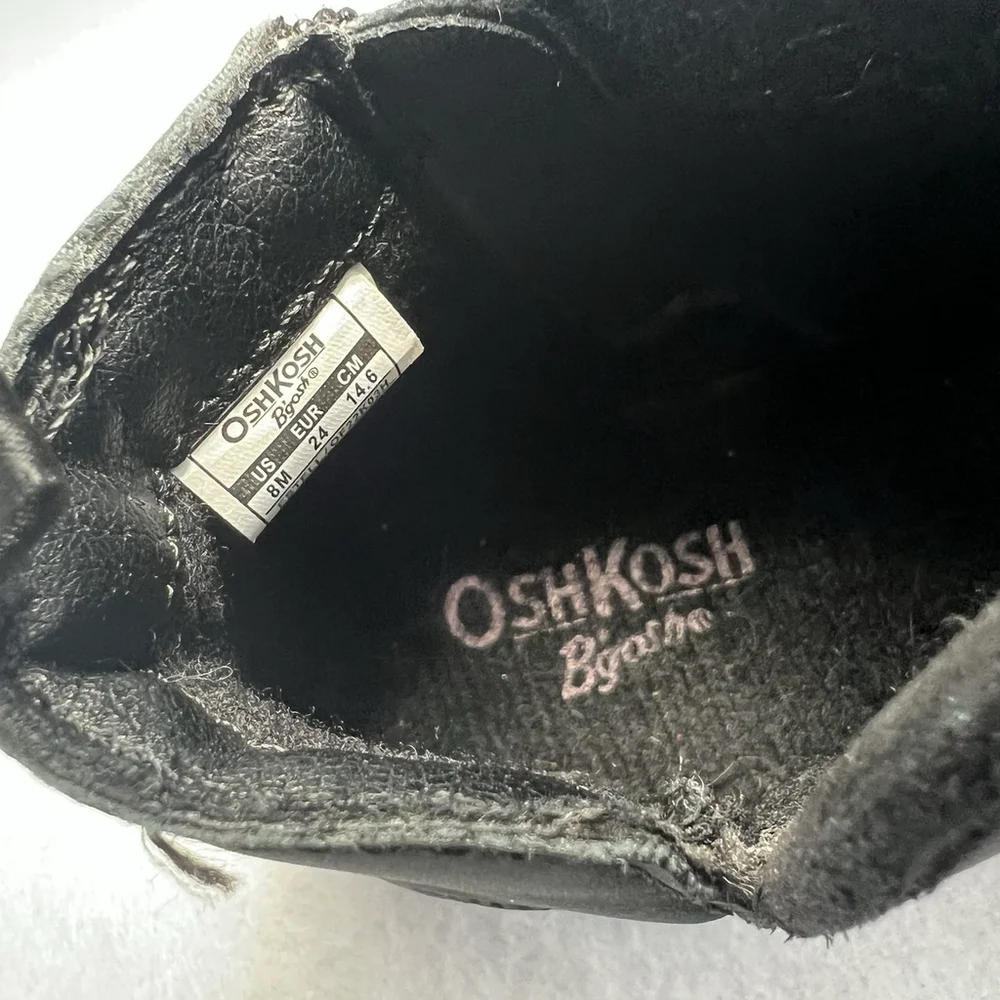 OshKosh B’Gosh Estell Toddler Girl Fashion Boots Size 8M Side Zip Black Color